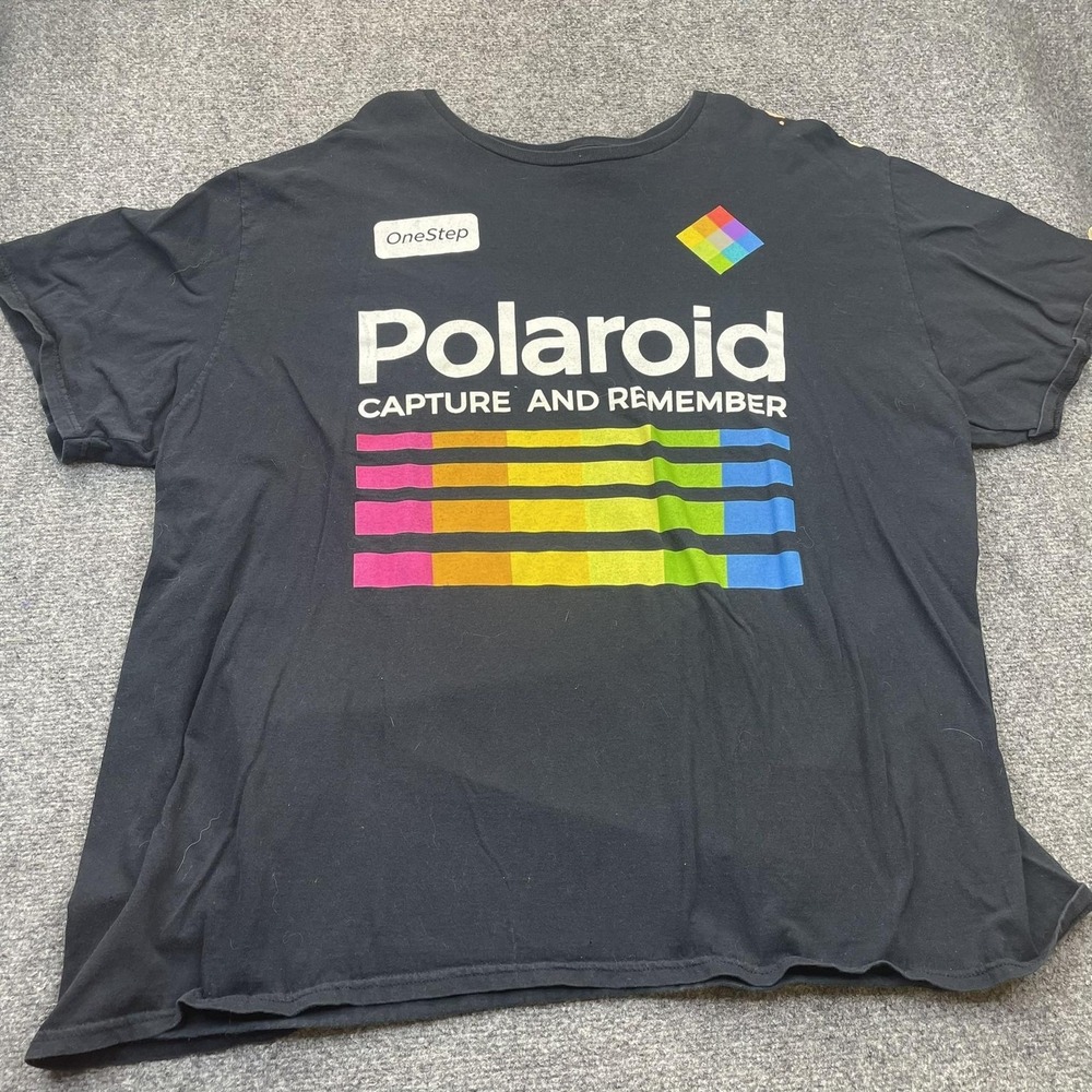 Polaroid Shirt Mens 2XL Black Capture And Remember Graphic Print Crewneck Tee